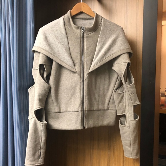 ALO Yoga Tops - ALO YOGA Mix Hooded Jacket In Gravel Heather